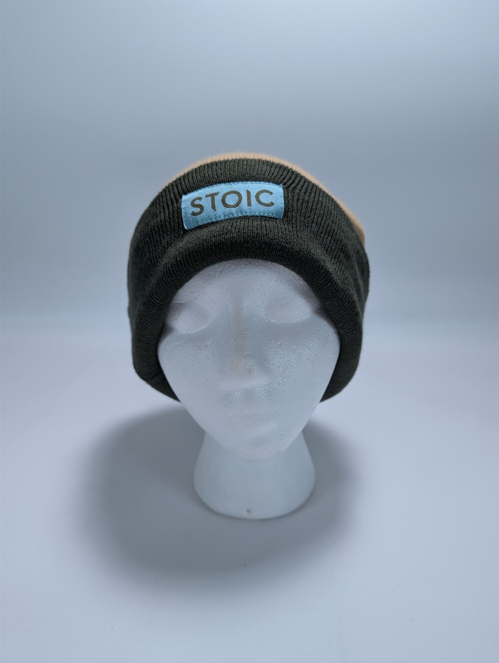 Stoic Two Tone Flip Cuff Beanie with Front Brand Patch
